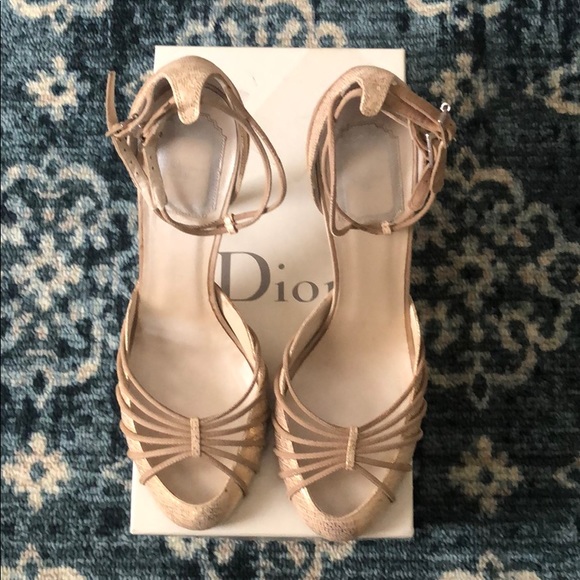 Dior Tan Evening Suede and Embossed Leather Pumps - Picture 1 of 5